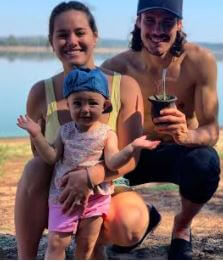 India Cavani with her parents, Edinson and Jocelyn